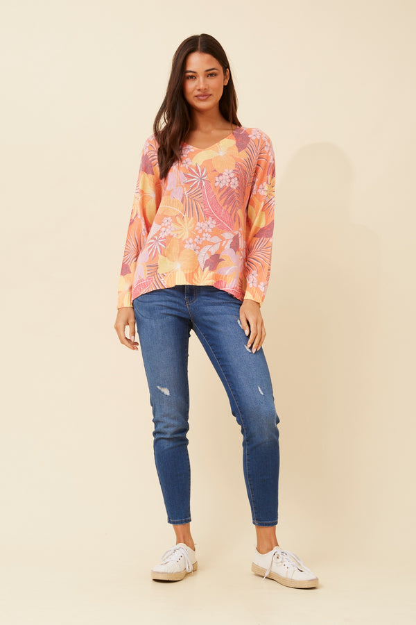 Bottega Leaf Print Knit Top
