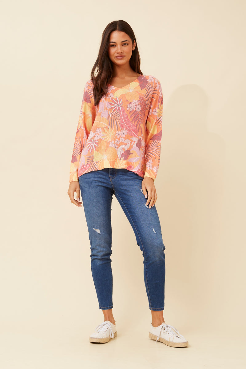 Bottega Leaf Print Knit Top