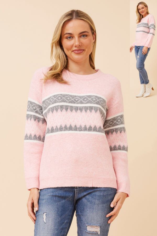 Caroline Morgan Jacquard Pattern Knit Jumper