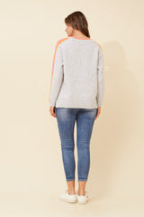 Caroline Morgan V-Neck Contrast Stripe Jumper