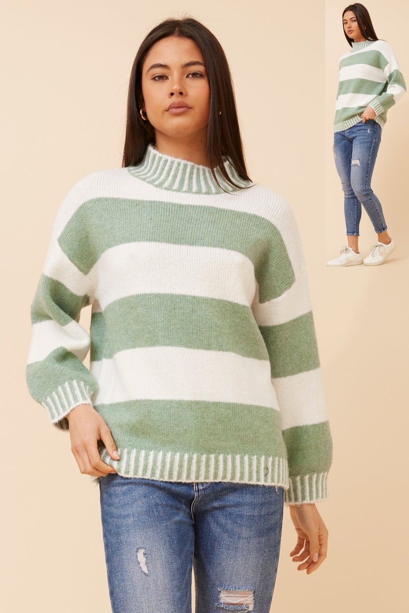 Caroline Morgan Stripe Pattern Sweater