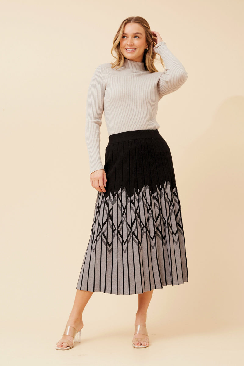 Caroline Morgan Pleated Knit Skirt