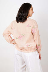 JJ Sisters Sheer Zip Cotton Blend Top