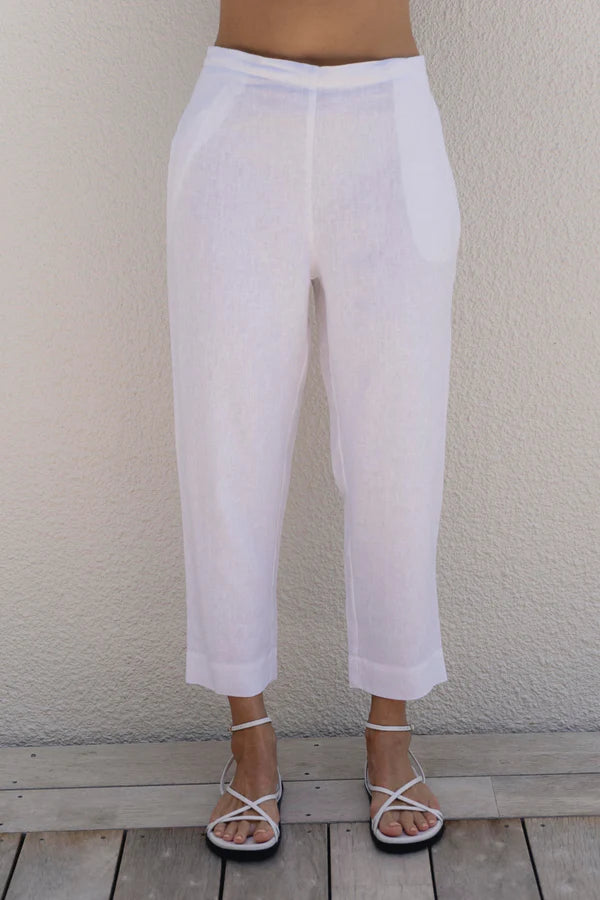 See Saw 100% Linen 7/8 Flat Front Pant