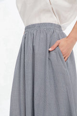 Tirelli Pin Tuck Hem Gingham Skirt