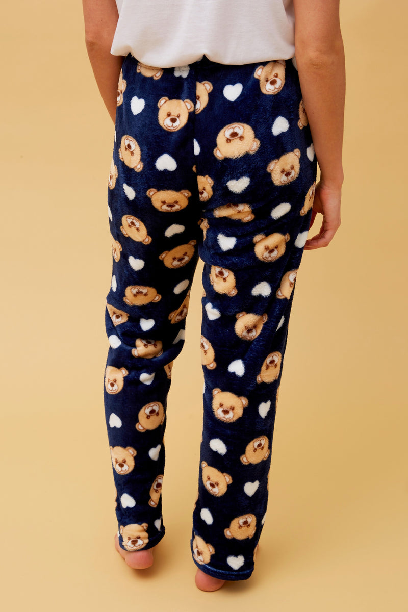 Caroline Morgan Teddy Print Plush Pyjama Pant