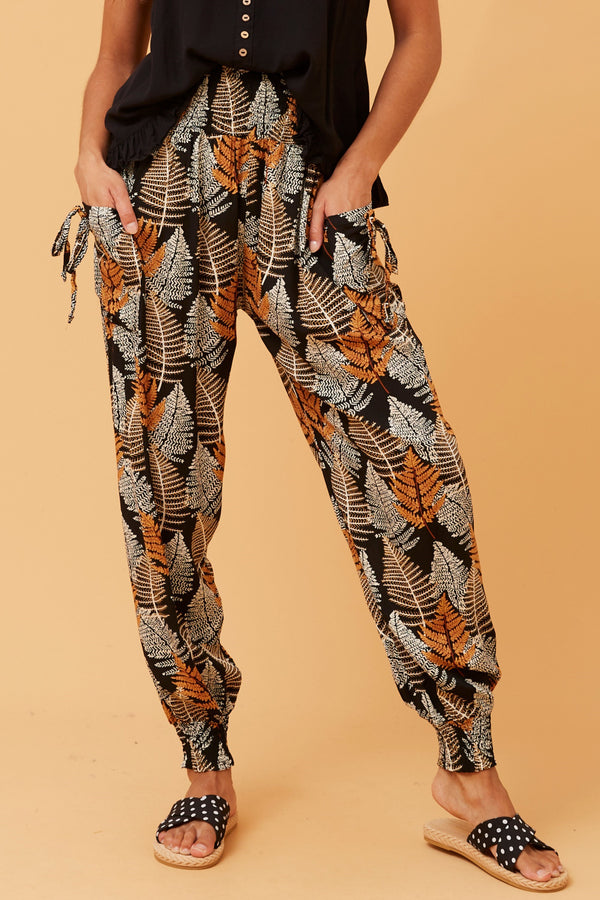 Caroline Morgan Leaf Print Harem Pant