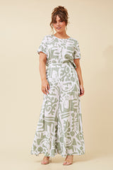 Caroline Morgan Wide Leg Abstract Print Pant