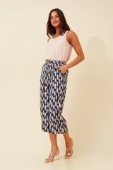 Caroline Morgan Leaf Print Culotte Pant