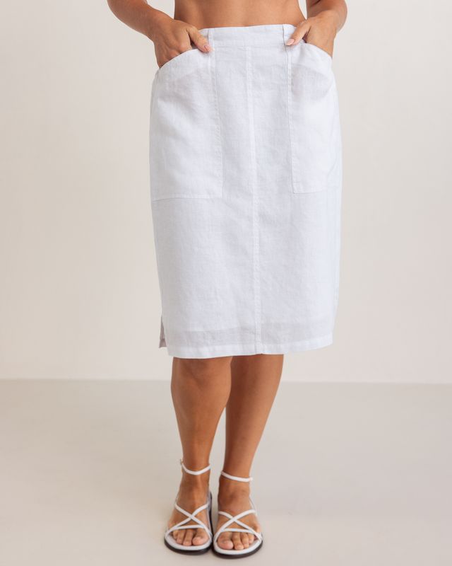 See Saw 100% Linen Straight Skirt