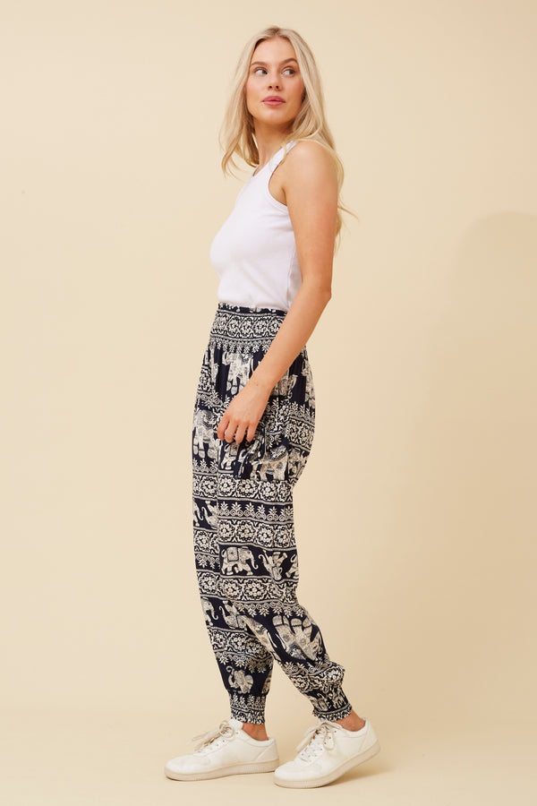 Caroline Morgan Elephant Print Harem Pant