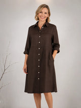 See Saw 100% Ramie Layered Front Shirt Dress