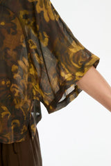 Tirelli Wide Sleeve Sheer Print Top