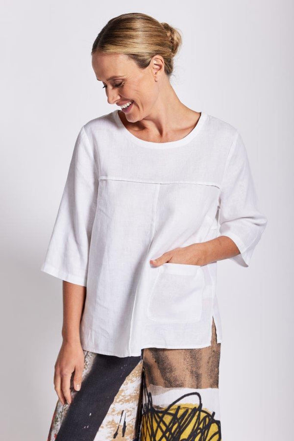 See Saw Linen 3/4 Seam Detail Top