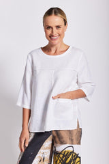 See Saw Linen 3/4 Seam Detail Top