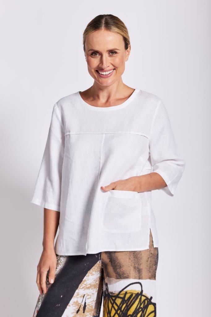 See Saw Linen 3/4 Seam Detail Top