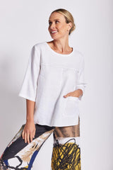 See Saw Linen 3/4 Seam Detail Top