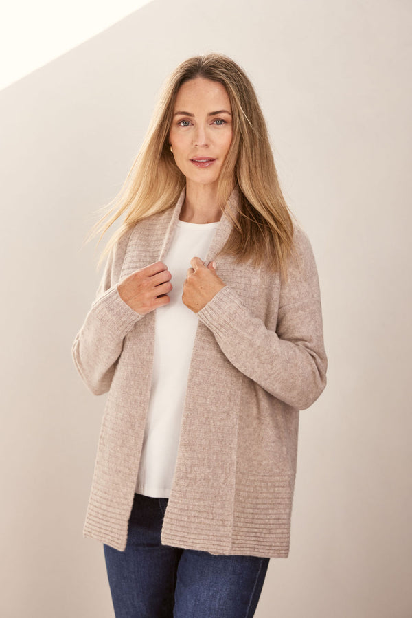 See Saw 100% Luxe Merino Wool Rib Shawl Cardigan