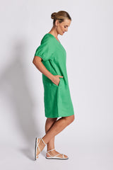 See Saw Linen V Neck Swing Dress