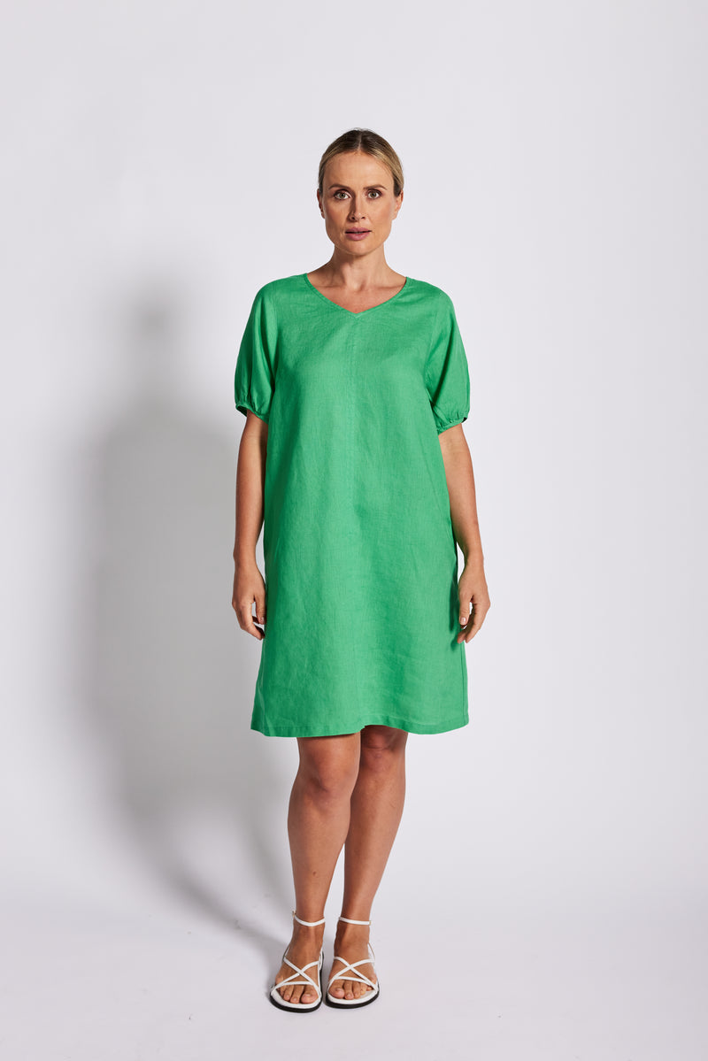 See Saw Linen V Neck Swing Dress