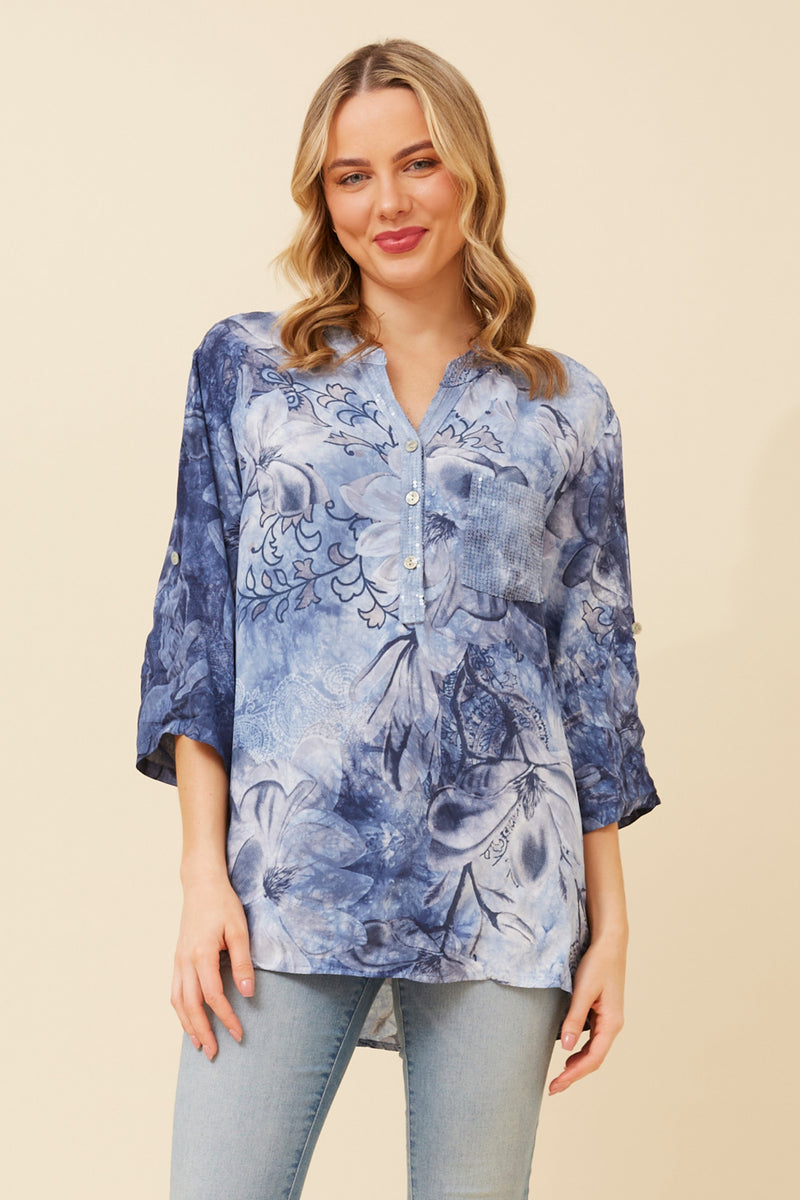 Caroline Morgan Floral Print Shirt