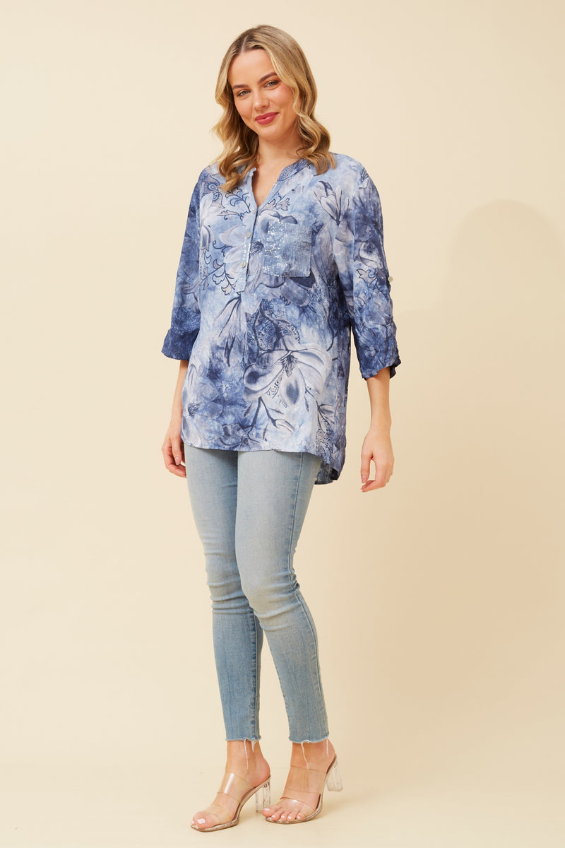 Caroline Morgan Floral Print Shirt