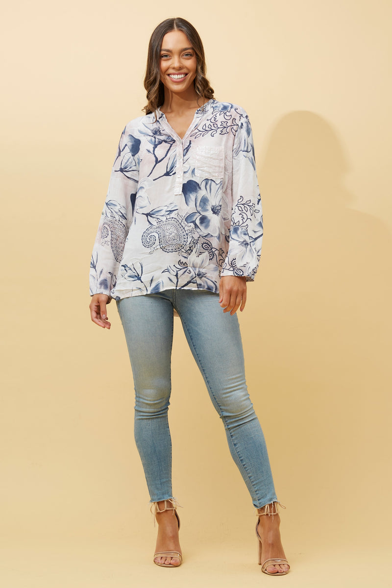 Caroline Morgan Floral Print Shirt