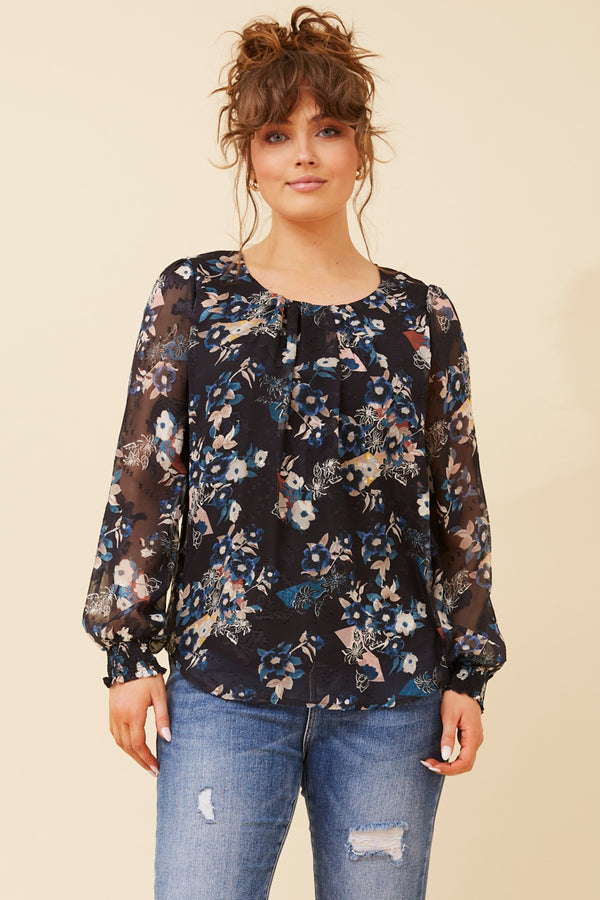 Caroline Morgan Floral Print Top