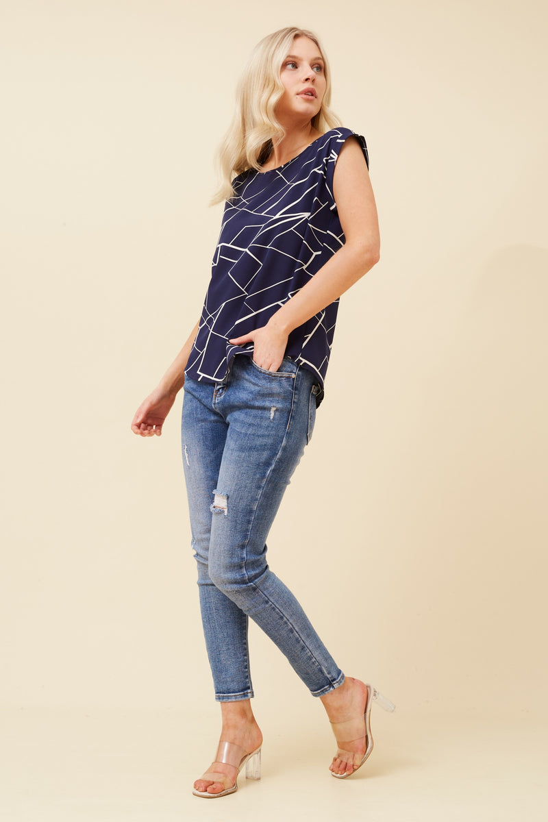 Caroline Morgan Marble Print Shell Top