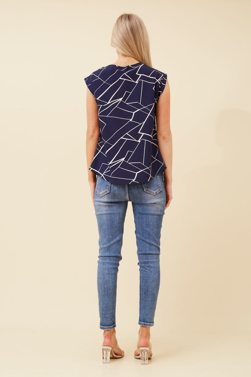 Caroline Morgan Marble Print Shell Top