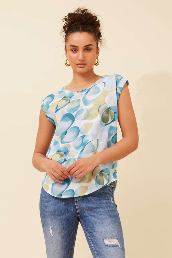 Caroline Morgan Bubble Print Shell Top