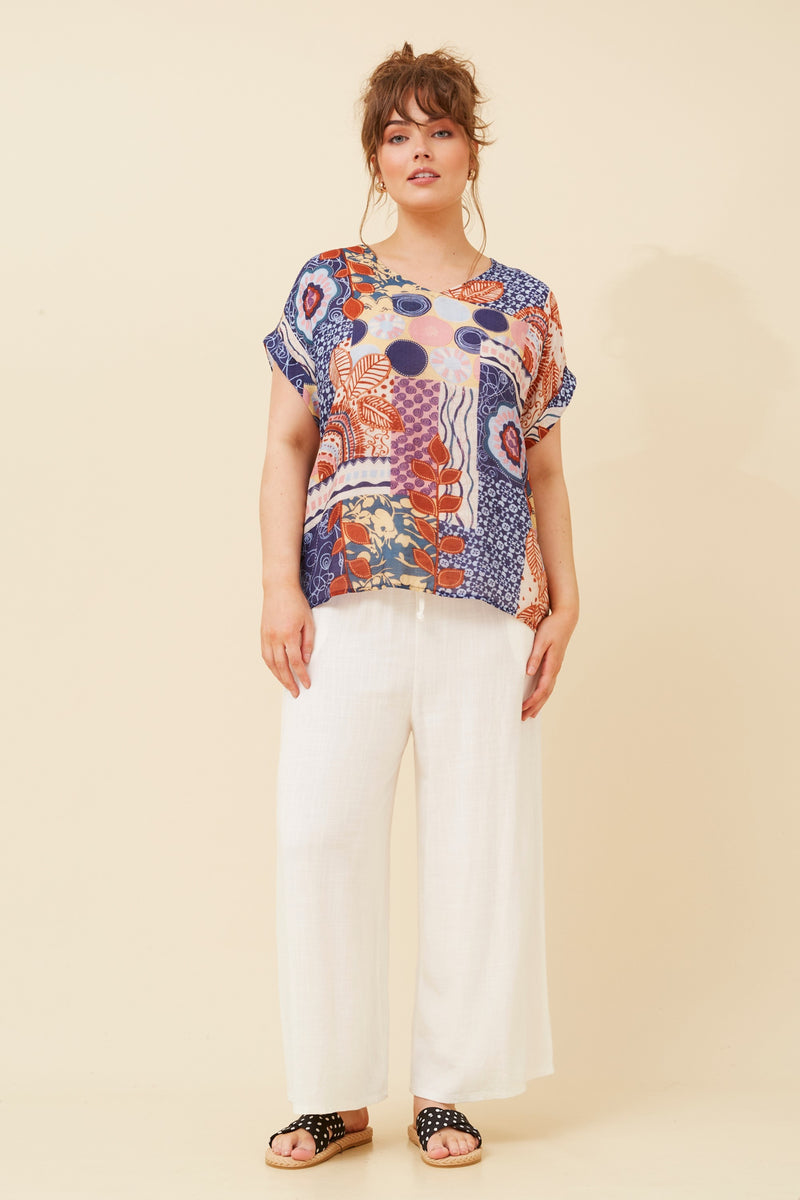 Caroline Morgan Cap Sleeve Printed Top