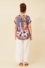 Caroline Morgan Cap Sleeve Printed Top