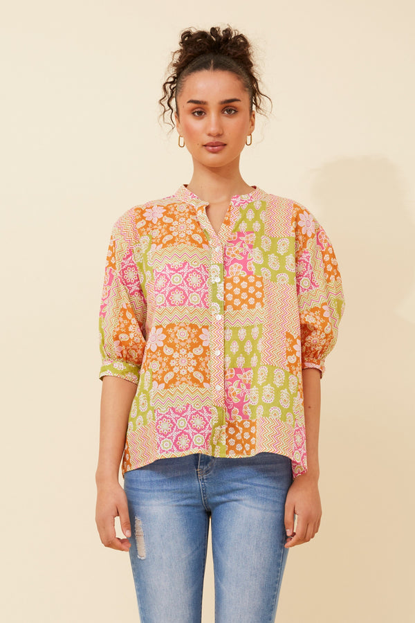 Caroline Morgan Patchwork Print Shirt