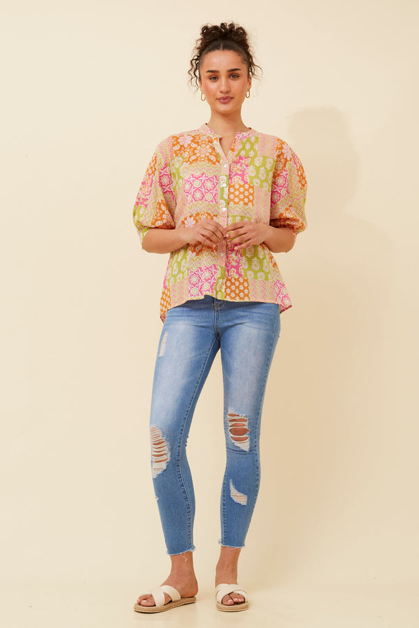 Caroline Morgan Patchwork Print Shirt