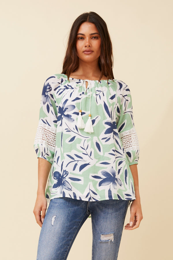 Caroline Morgan Botanical Print Top