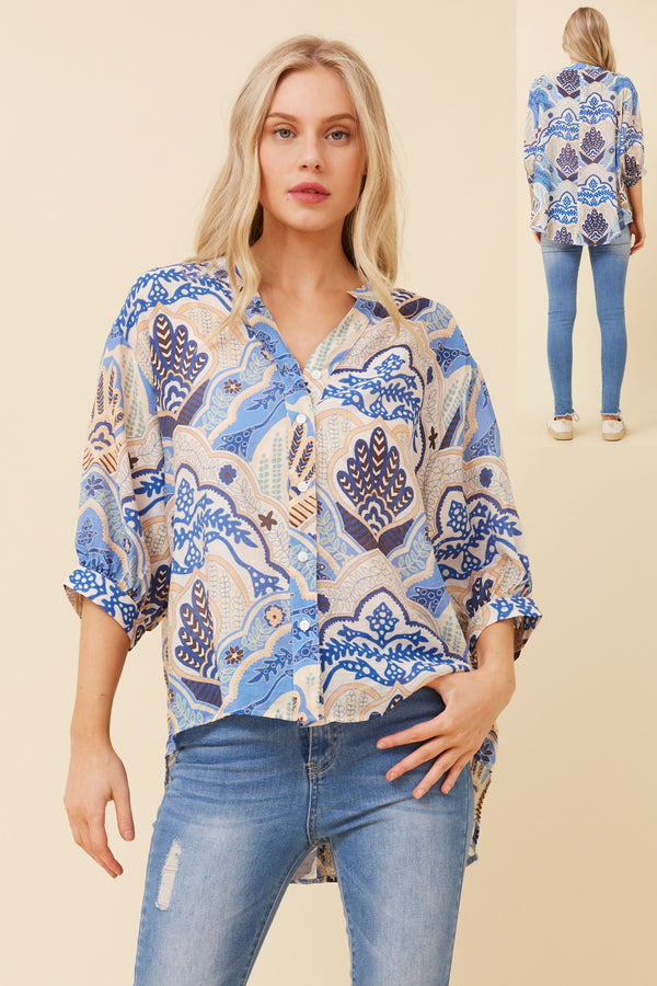 Caroline Morgan Printed Button Back Shirt