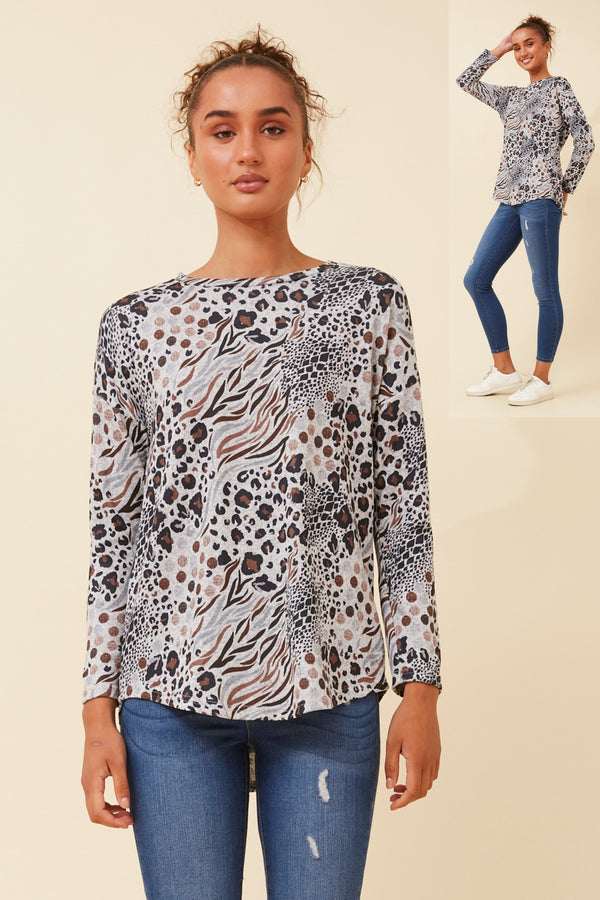 Caroline Morgan Animal Print Top