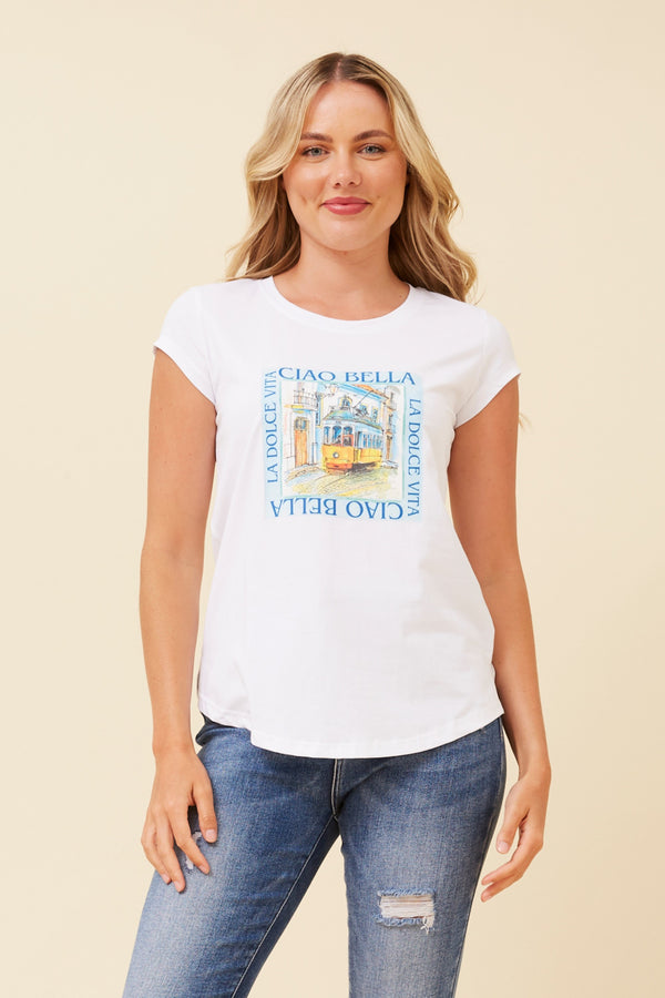 Caroline Morgan Holiday Print Tee