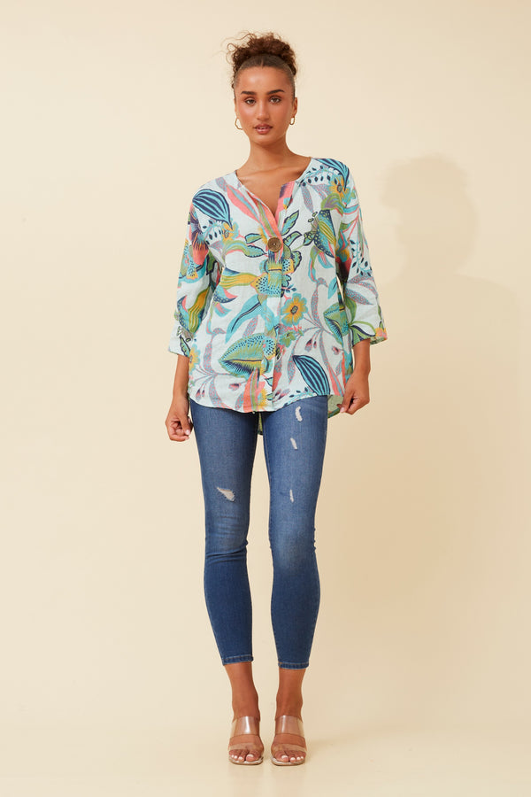 Bottega Button Detail Printed Shirt