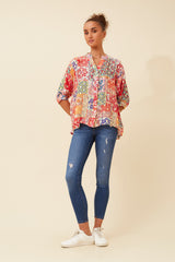 Caroline Morgan 3/4 Sleeve Printed Shirt