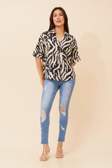 Caroline Morgan Animal Print Shirt