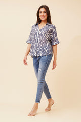 Caroline Morgan Animal Print Shirt