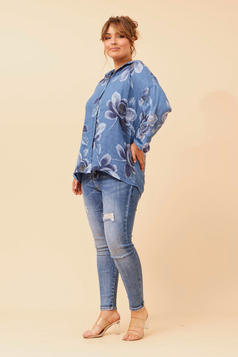 Bottega Floral Linen Shirt