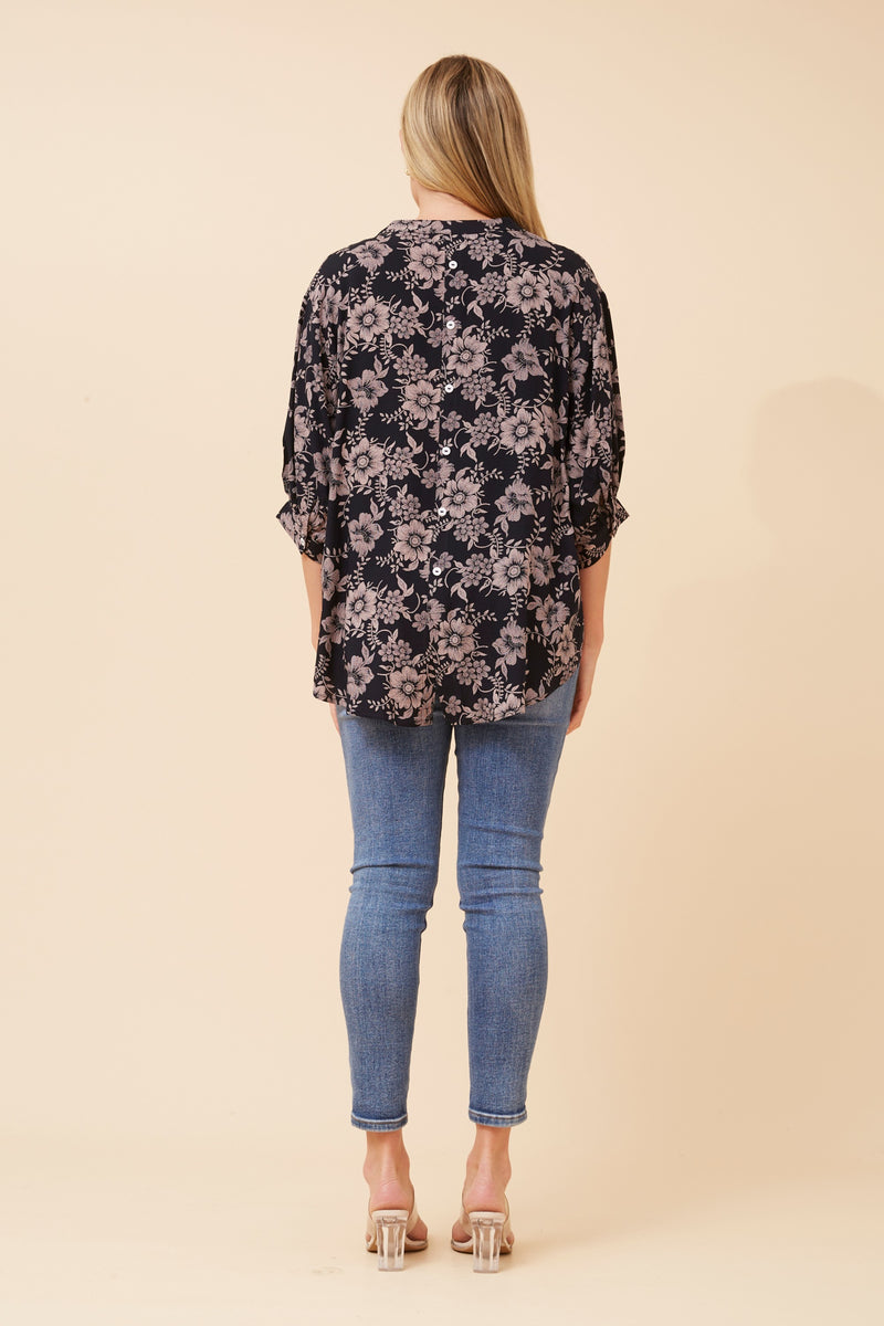 Caroline Morgan Printed 3/4 Sleeve Shirt