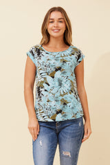 Caroline Morgan Tropical Print Shell Top