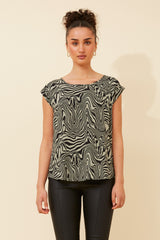 Caroline Morgan Marble Print Shell Top