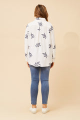 Caroline Morgan Leaf Embroidered Shirt