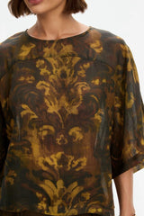 Tirelli Wide Sleeve Sheer Print Top
