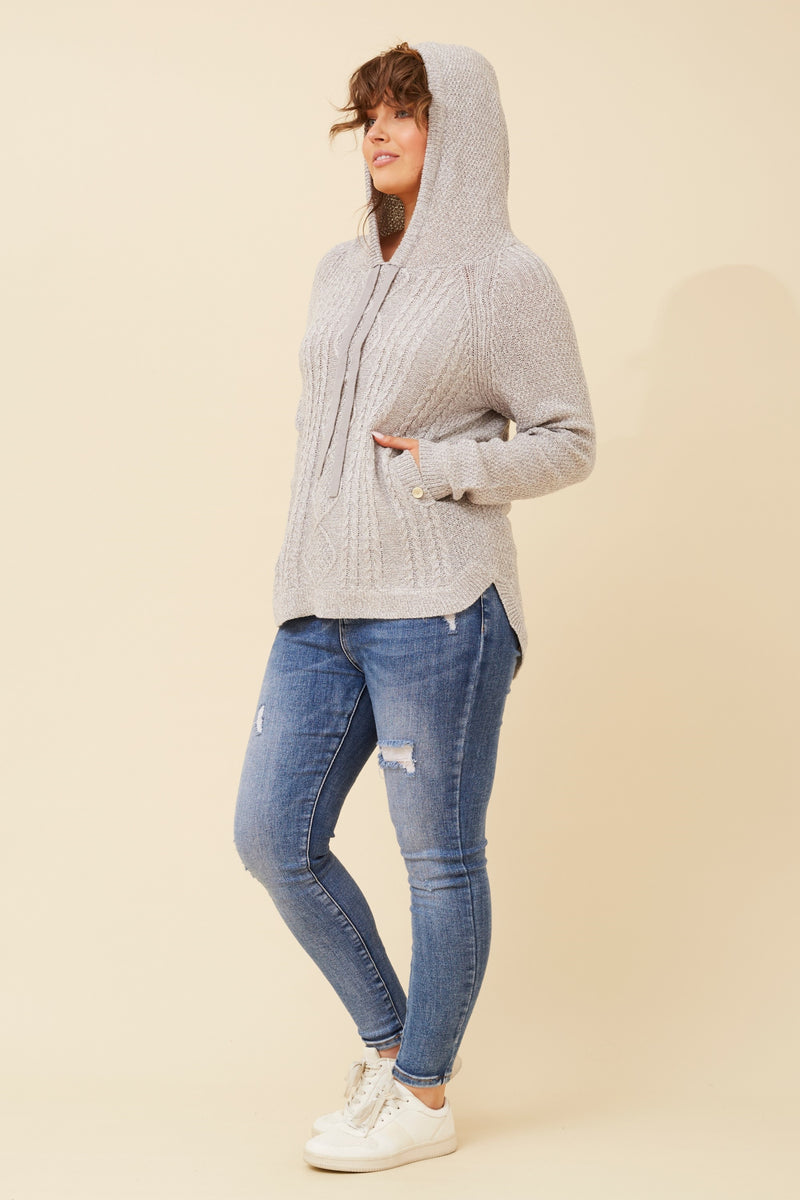 Caroline Morgan Hooded Cable Knit Jumper